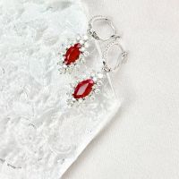 Ruby Diamond Earrings ต่างหูเพชรทับทิม ต่างหูทับทิมแท้ธรรมชาติสีแดงเข้ม ประดับเพชรแท้