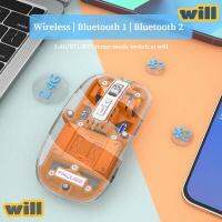 Willbetter เมาส์บลูทูธไร้สายแบบใส M133,เมาส์สามโหมดแบบไร้เสียงแบบชาร์จไฟได้เมาส์สากลสำหรับแล็ปท็อป