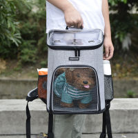 กระเป๋าใส่สัตว์เลี้ยงกระเป๋าแมวใสออกสัตว์เลี้ยงแบบพกพาพับกระเป๋าเป้สะพายหลังสุนัขระบายอากาศ