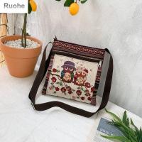 RUOHE กระเป๋าตังค์เกาหลีลายสัตว์ปักลายดอกไม้ Tas Kosmetik Dompet Koin น่ารักสำหรับเด็กผู้หญิง,กระเป๋ากระเป๋าเครื่องสำอางลายช้างกระเป๋าสะพายไหล่นกฮูก