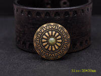 10Pcs 30X30mm ทองเหลืองโบราณ Tribal BEIGE Turquoise ลูกปัดดอกไม้ Leathercraft เข็มขัดเสื้อผ้าม้า Saddles Conchos ปุ่มสกรู