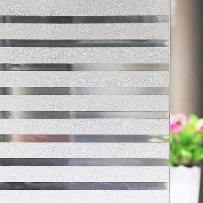 Frosted Window Film Privacy Sticker Non Adhesive Vinyl Removable Static Cling Striped Pattern