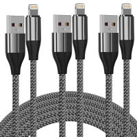 FEEL2NICE iPhone Charger Cable (3 Pack 10 Foot), [MFi Certified] 10 Feet Nylon Braided Lightning Cable, iPhone Charging Cord USB Cable Compatible with iPhone 11/Pro/X/Xs Max/XR/8 Plus /7 Plus/6/ iPad Silver 10ft