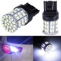 2Pcs สีขาว T20 7443 1206 6000K 64SMD ไฟเลี้ยวสัญญาณไฟเบรคหลอดไฟ LED