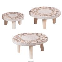 Printed Solid Wood Stool Flower Pot Stand Round Bench Plant and Succulent Flowerpot Base Holder Display Stand Stool Home ly15 21