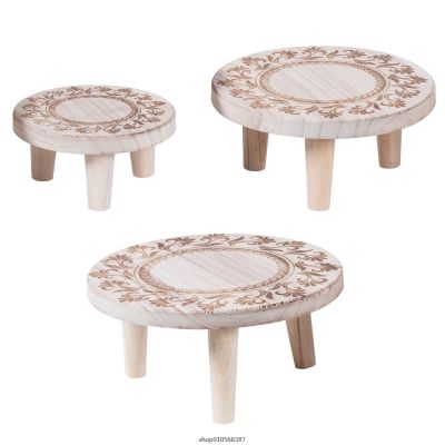 Printed Solid Wood Stool Flower Pot Stand Round Bench Plant and Succulent Flowerpot Base Holder Display Stand Stool Home ly15 21