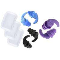 3 Pair Waterproof Swimming Ear Plugs Reusable Silicone Swimmer Earplugs for Adults, ,Black+Purple+Blue