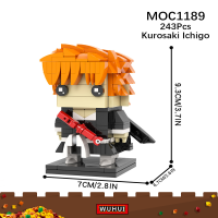 WUHUI ชุดของเล่นบล็อคก่อสร้างของเล่นสร้างชุดคอสเพลย์ Kurosaki Ichigo 243ชิ้นสำหรับแบรนด์แม่เหล็กรถไฟเด็กหญิงเด็กชาย