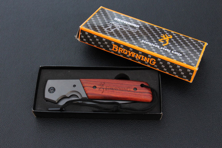 มีดพับด้ามไม้-browning-da52-stainless-steel-มีด-เกรดดี-จากค่ายเขากวาง