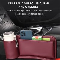 [HOT HOT SHXIUIUOIKLO 113] Car Organizer Seats Gap Storage Bag PU Leather Auto Console Side Car Seat Crevice Storage Box Slit Gap Filler With Bottle Holder
