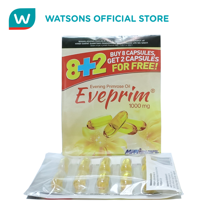 EVERPRIM Evening Primrose Oil 100mg 8+2 Capsules Lazada PH
