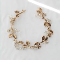 Bridal Hair Vine Crown Antique Gold Leaf Wedding Headband Tiara Handmade Floral Women Hair Piece Accessories