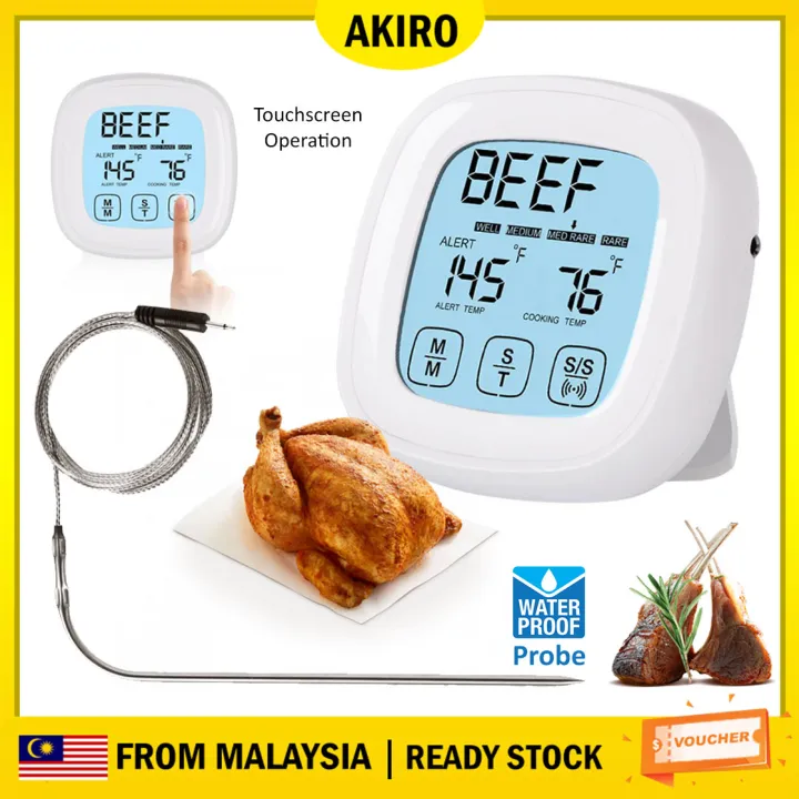[ CLEAR STOCK ] AKIRO Malaysia Touchscreen Oven Meat Thermometer Timer