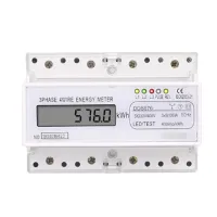 Three Phase 4 Wires Digital Power Electric Electricity Meter DIN Rail Mount AC 380V 400V A