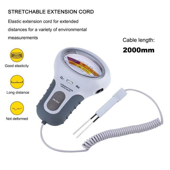 เครื่องทดสอบค่าพีเอช-cl2-pc-102มิเตอร์วัดค่าพีเอชคลอรีนอุปกรณ์ทดสอบคลอรีนแบบ2-in-1สำหรับอุปกรณ์การทดสอบคุณภาพน้ำตู้ปลาสระน้ำ
