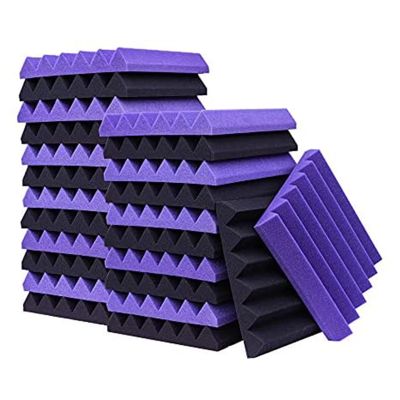24 Pcs Acoustic Foam Panels,Triangle groove Studio Wedge Tiles,Fireproof Sound Panels Soundproof foam for wall,30X30X5cm
