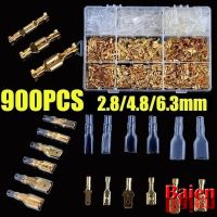 [HOT ZHKKZZLWWG 510] 900PCS ชายหญิง Spade Terminal สายไฟ Crimp Connector 2.8/4.8/6.3มม. ฉนวนแขนสาย Terminal