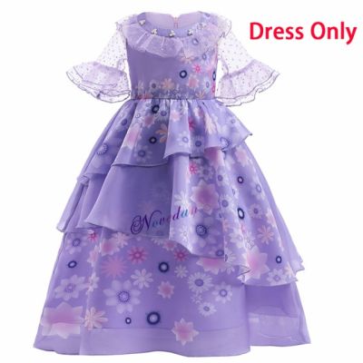 Encanto Cosplay Costume Flower Girls Dress Halloween Princess Party Clothes Floral Ruffles Long Fancy Dress Girl Isabele