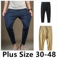 COD SDFERTREWWE Plus Size 30-46 Men Long Chinos Pants Casual Fashion Korean Style Straight Loose Cotton Stretch Business Formal Trousers