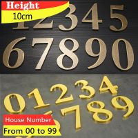 【LZ】¤☈❐  3D Metal House Number 10CM Door Plate 2Pcs/Lot Sticker Bronze Modern Plaque Hotel Apartment Room Number Address Digits Sign  0-9