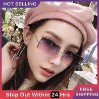 【CC】□  Frameless Gradient Sunglasses Pink Sol Mujer Rimless Rectangle