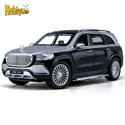 HB【ready Stock】Children Alloy Pull Back Car Model With Sound Light 1:24 Simulation Gls600 Car Toy Ornaments For Fans Collection