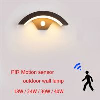 ♠ Moden waterproof outdoor wall lamp PIR motion sensor wall light Garden porch frontdoor black aluminum lamp body