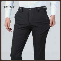 UAYESOK-READY STOCK Men Formal Pant Slim Fit Thin Office Stretchable Elastic Black Long Trousers CEO Formal Pants Office Wear Clothing Bottom