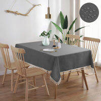 ผ้าปูโต๊ะสี่เหลี่ยมผืนผ้าผ้าลินิน Farmhouse Tablecloth Waterproof Anti-Shrink Soft And Wrinkle Resistant Table Cover With Tassel