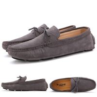 INLIKE Leather Loafers Men Maroon Suede Doug Boat Shoes Luxury