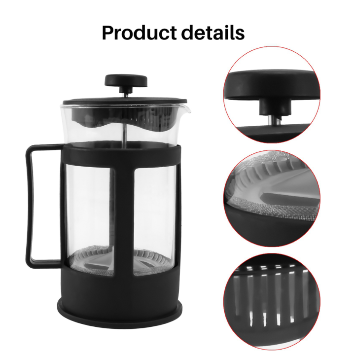 4x-glass-french-press-coffee-tea-maker-600ml-coffee-press-borosilicate-glass-with-heat-resistant-handle