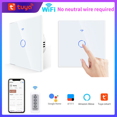 สมาร์ทสวิทช์ Wifi แผงกระจก RF433สมาร์ทสวิทช์สัมผัสไม่มีสายกลางทำงานร่วมกับ Tuya Home 123แก๊งบ้านสมาร์ท