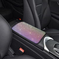 Car Crystal Armrest Pillow Center Console Arm Rest Cover Non-slip Leather Protective Cushion Car Assessoires Interior for Women