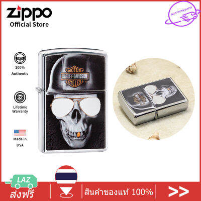 Zippo Harley-Davidson® Skull Design High Polish Chrome Pocket Lighter  29739