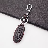 ✆✷☎ For Nissan Infiniti Pathfinder Versa Juke Murano Murano Rogue Tidda 3 Buttons Remote Leather Car Key Case Cover Car Key Fob