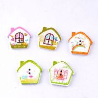 Free Shipping Retail 10Pcs Mixed 2 HolesLovely house Cute cartoon buttons Wood Sewing Buttons Scrapbooking 25x26mm Haberdashery