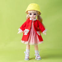 30CM Bjd Doll 15 Movable Joints Cute Face Simulation Eyelashes with School Suit DIY Toys Doll Best Birthday Gifts for Girl Toy