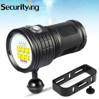 SecurityIng QX14-4 300วัตต์หก9090สีขาว XML2สี่ XPE สีแดง R5สี่ XPE สีฟ้า R5 LED ใต้น้ำ80เมตรดำน้ำไฟฉายที่มีวงเล็บทรงกลมสำหรับการถ่ายภาพวิดีโอเติมแสง