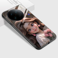 Mop Mall สำหรับ Vivo X90 5G X90 Pro 5G เคสโทรศัพท์ลายการ์ตูนเจ้าหญิงยิ้มเคสเคสกันกระแทกนิ่มกระจกเทมเปอร์เรียบ