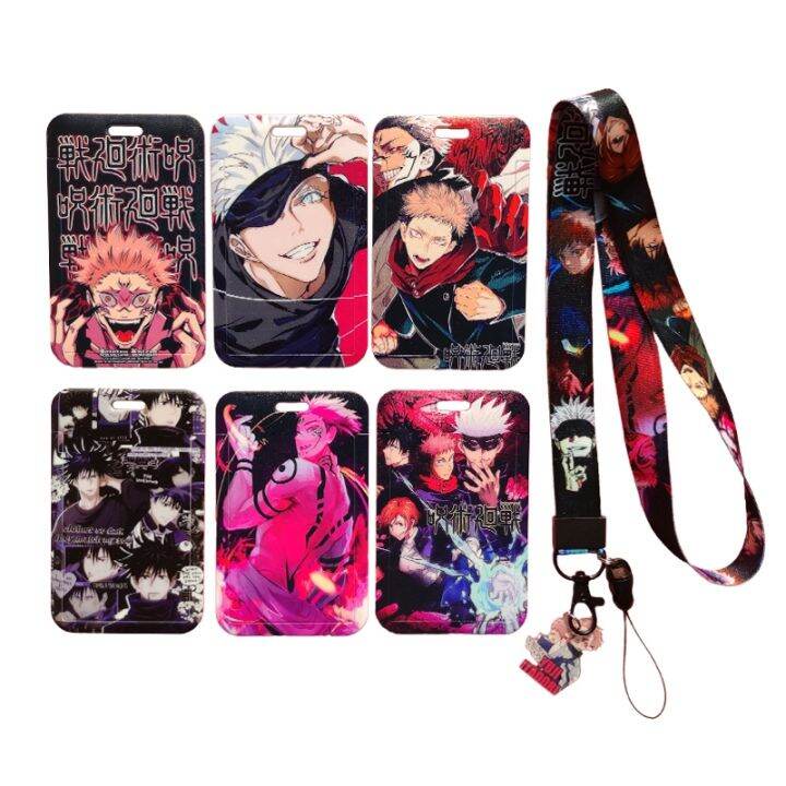 Anime Jujutsu Kaisen Card Holder With Lanyards Men Cool Credit Card