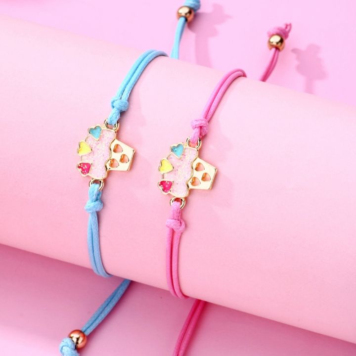 luoluo-amp-baby-2pcs-set-cartoon-ice-cream-cake-heart-best-friends-charms-bracelet-adjustable-chain-bracelets-for-kids-jewelry