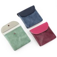 ✲✉۞ PU Solid Color Personality Snake Pattern Leather Coin Purse Key Headphone Bag Large Capacity Sanitary Cotton Storage Bag