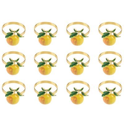 12 Pieces Lemon Napkin Rings Summer Napkin Holders Tropical Fruit Napkin Buckle Decor for Summer Birthday Wedding Party