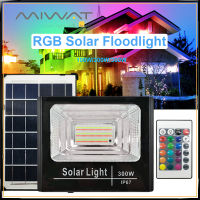 MIWAT 100W 200W 300 LED พลังงานแสงอาทิตย์กลางแจ้งแสง RGB Solar Floodlight พร้อมรีโมทคอนโทรล16สีกันน้ำ Street โคมไฟพลังงานแสงอาทิตย์สำหรับลานสวน