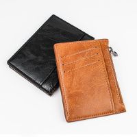【LZ】 Men Women ID Card Holder PU Leather Zipper Small Coin Purse Credit Card Holder Solid Color Business Card Case Card Holder Wallet