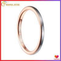 BONLAVIE 2mm Ring Blue Plated Stacking Tungsten Carbide Ring Women Jewelry Wedding Band Brushed Finish Comfort Fit Size 5-10