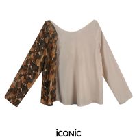 iCONiC CRYSTALS HEART TOP #5116 เสื้อผญ ผ้าไหม ตัดต่อ อก36" ยาว21"  เสื้อแฟชั่น เสื้อแฟชั่นผญ เสื้อออกงาน เสื้อทำงาน เสื้อไฮโซ