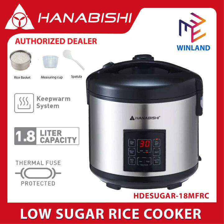 HANABISHI by Winland Low Carb/Sugar Rice Cooker 1.8L serves 10 cups