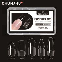 CHUNSHU 120Pc False Nails Coffin Semi-Frosted Clear Fake Nail Tips Press on Nails Soak Off Full Cover Nail Capsule For Extension