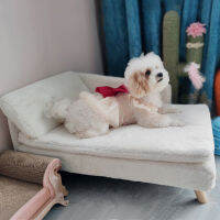 BingoPaw ที่นอนสัตว์เลี้ยง ที่นอนแมว L Shape Dog Sofa Bed with Cushion Mat Wooden Legs สำหรับสัตว์เลี้ยง